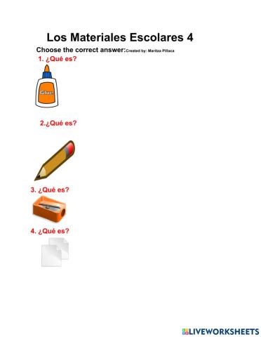 Los materiales escolares Gr.4