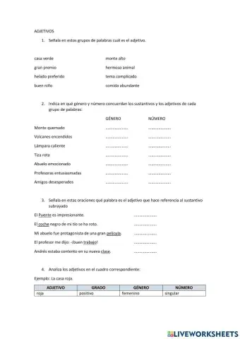 Analisis de los adjetivos