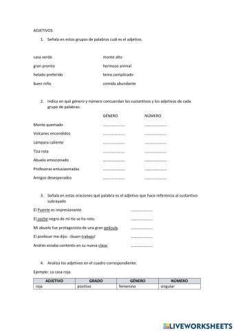 Analisis de los adjetivos