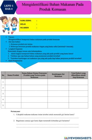 Lkpd 1 bab 4 mengamati produk kemasan