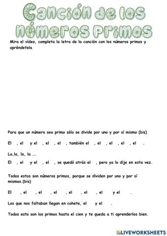 Canción de los números primos