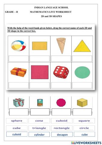 Identify 2D and 3D shapes