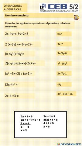 Operaciones algebraicas