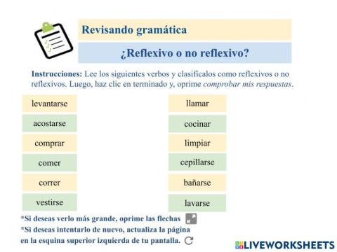 Reflexivos o no reflexivos
