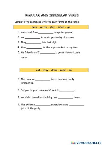 Regular and irregular verbs