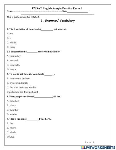 EmSAT Practice for Grade 12