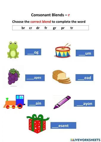 Consonant Blends - R blends