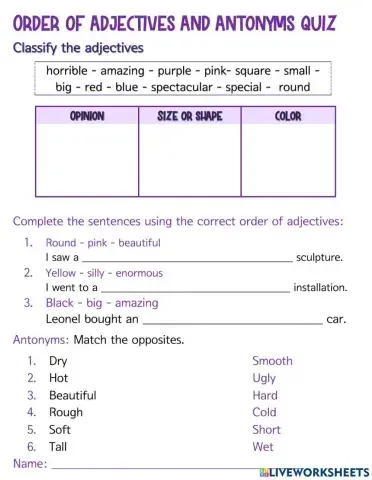 Order of Adjectives