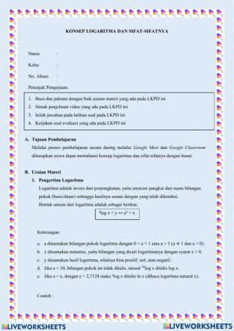 Konsep Logaritma