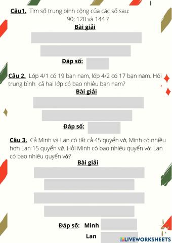 Ôn tập TBC, Tổng - hiệu