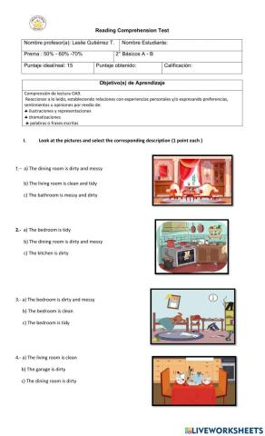 Reading comprehension test