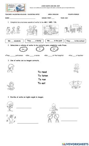 Evaluacion bimestral de ingles grado 1º
