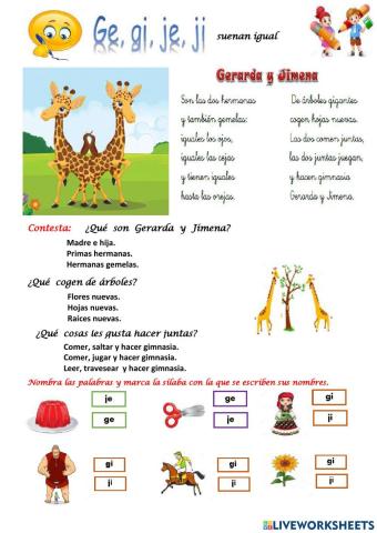 Palabras con ge,gi,je,ji