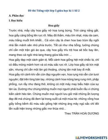 Đề thi tiếng việt giữa kì i- số 2