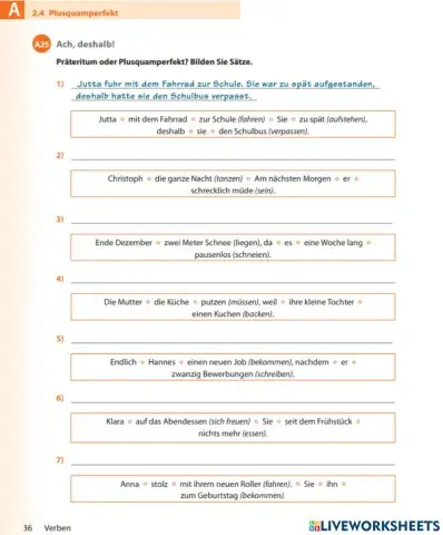 Übung: Präteritum - Plusquamperfekt