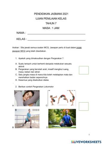 Year 7 Assessment  2021 (SMSAB)