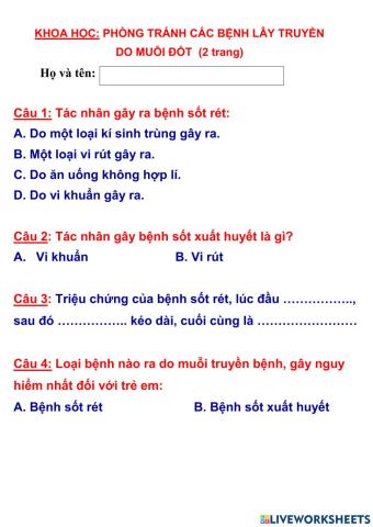 Phòng chống các bệnh về muỗi