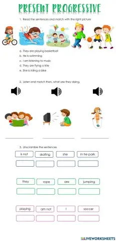 1° Quiz No.2 Fourth Term - Present Progressive