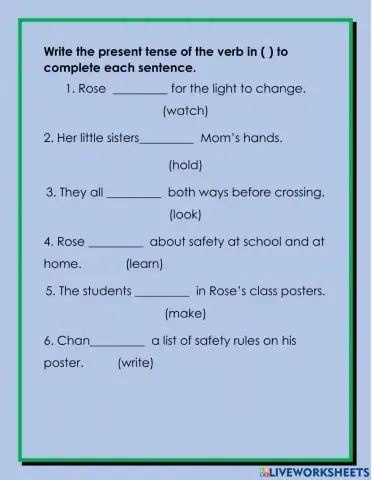 Present tense Verbs & Subject Verb Agreement
