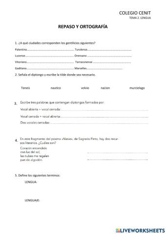 Repaso y ortografía