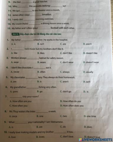 Grammar - present future tense