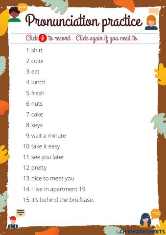 Pronunciation practice - beginner review