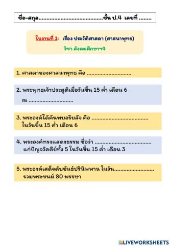 ประวัติศาสดา ศาสนาพุทธ