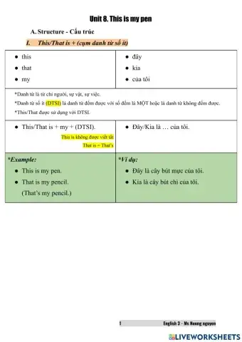 E3U8 This is my pen (Ms Nuong Nguyen)