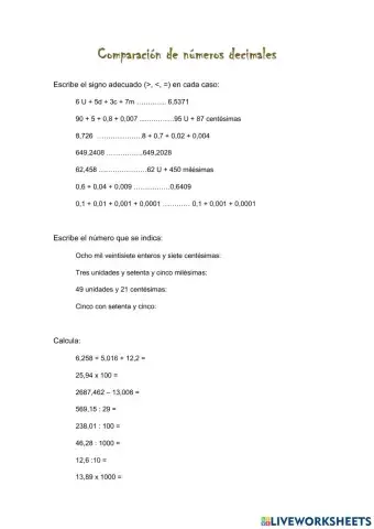 Los números decimales