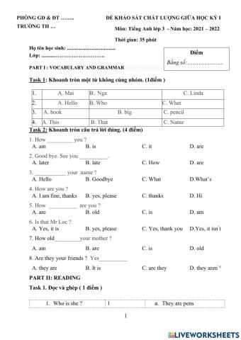 E3 test khảo sát 1