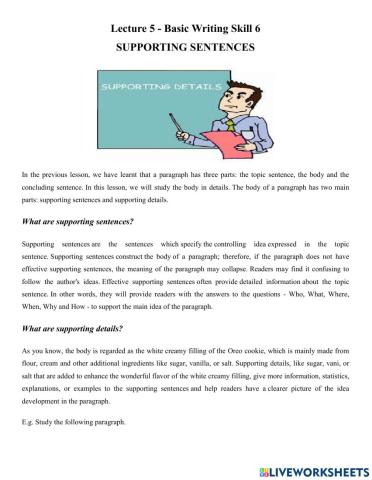 Writing supporting sentences