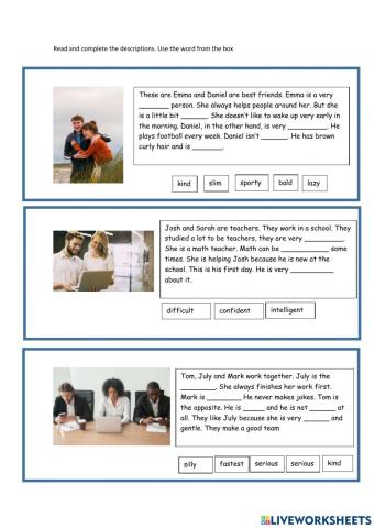 Describing appearance and personality