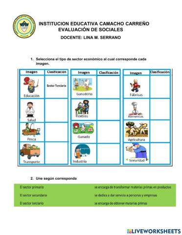 Sectores primario, secundario, terciario