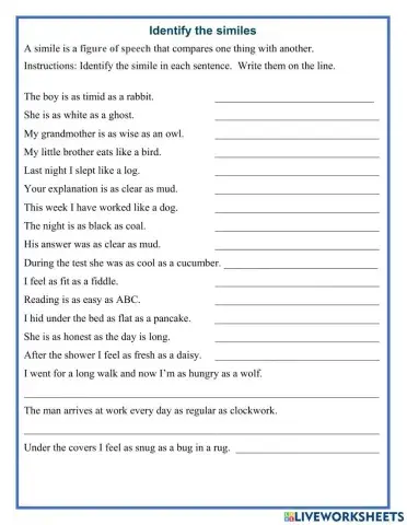 Identify the similes