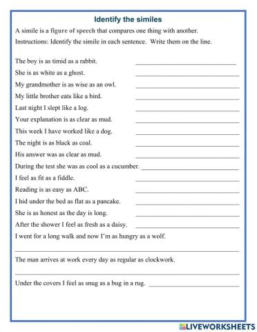 Identify the similes