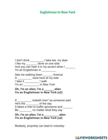 Englishman In New York by Sting