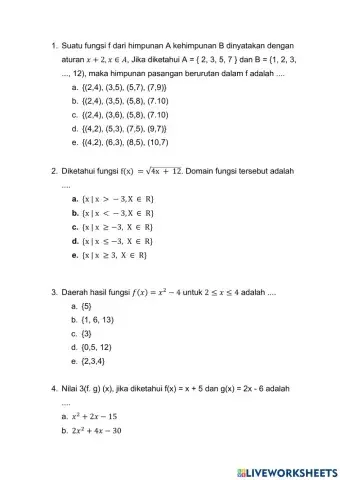 Ulangan harian fungsi