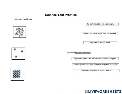 Science Test Practice 6°