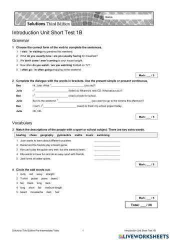 Introduction Unit Test B