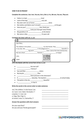 Verb to be in present