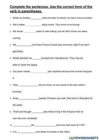 6th AD FInal Test Review Tenses