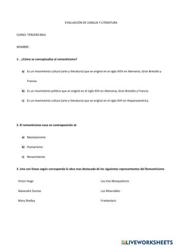 El ROMANTICISMO EN EL ECUADOR