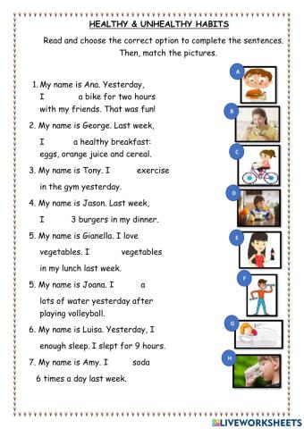 Healthy and unhealthy habits