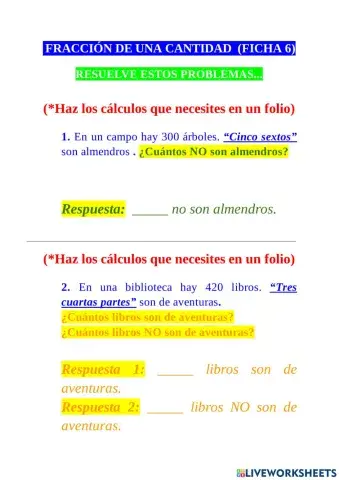 Problemas de fracción de un número