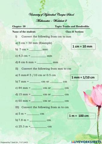 Tenths and Hundredths