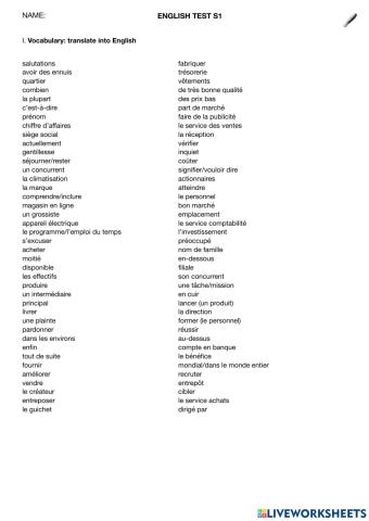 English test S1