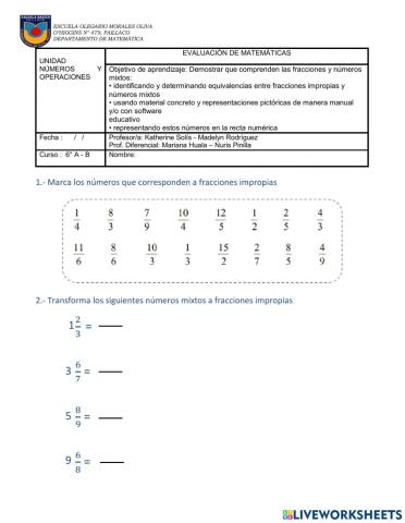 Fracciones impropias y números mixtos