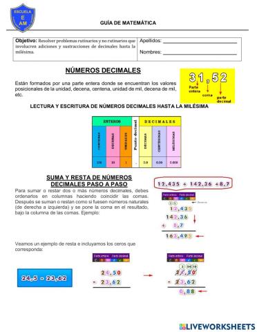 Sumas-restas decimales