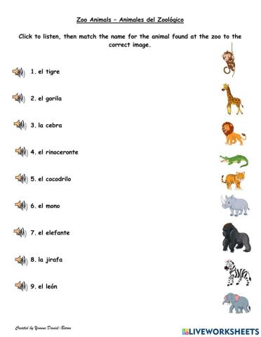 Zoo Animals - Los Animales del Zoológico