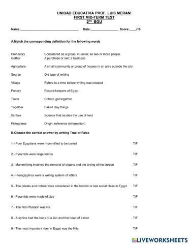 !st mid-term test 2nd BGU